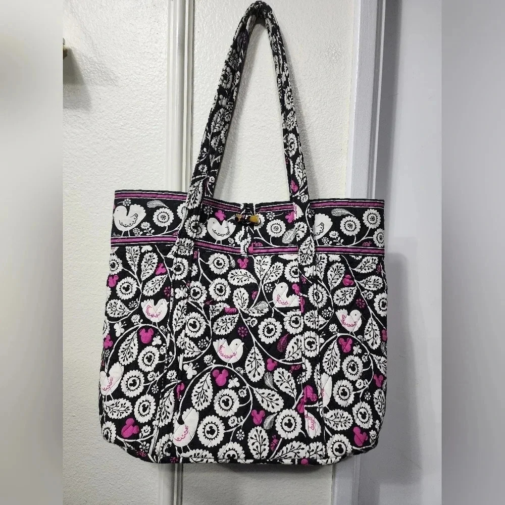 Large Disney Parks Vera Bradley Mickey Meets Birdy Black Bird Tote Bag